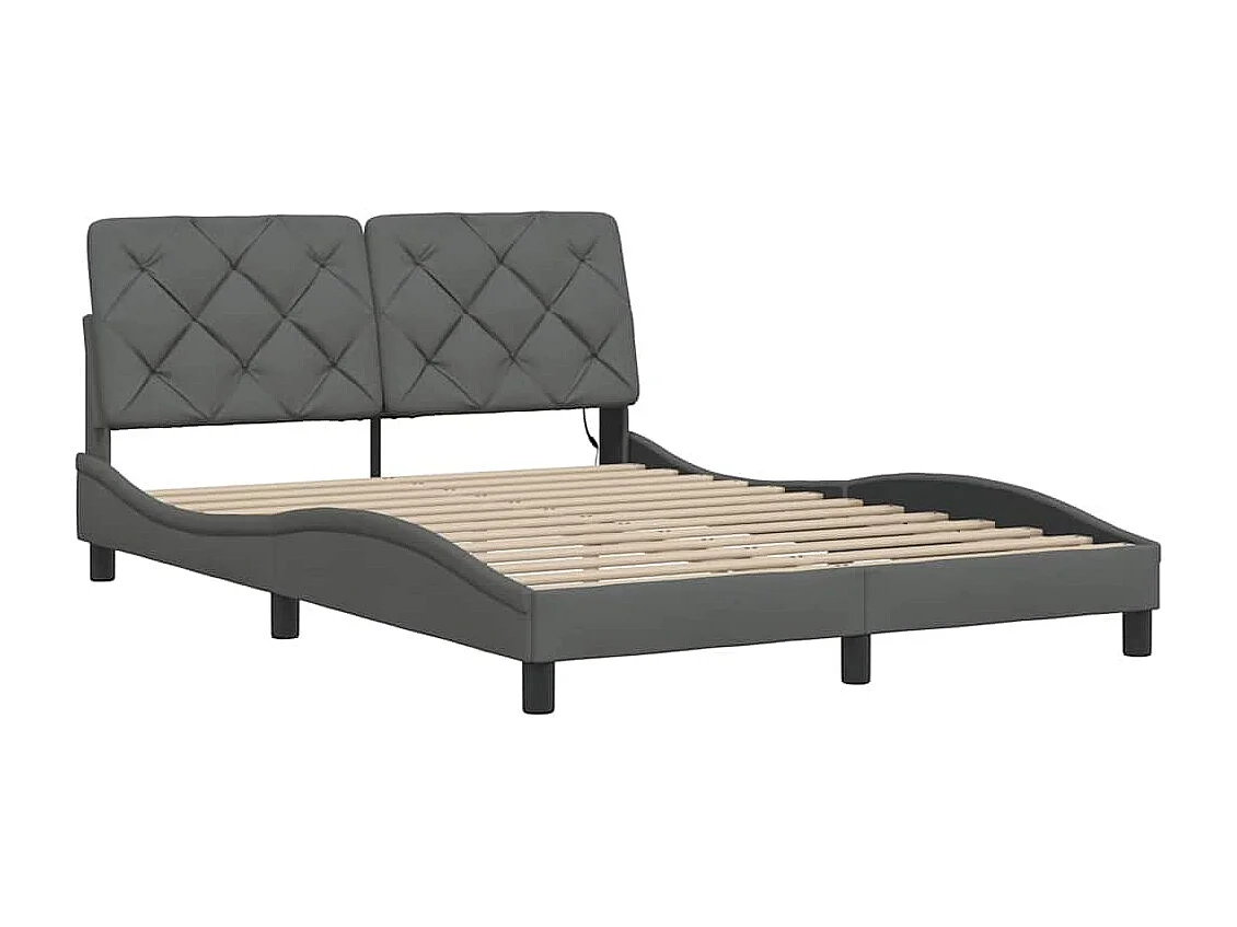 Bettgestell mit LED ohne Matratze Dunkelgrau 120x200 cm Stoff