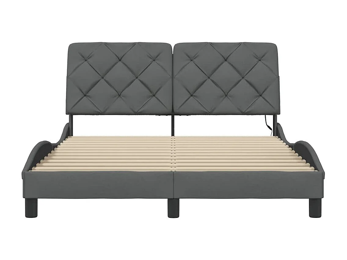 Bettgestell mit LED ohne Matratze Dunkelgrau 120x200 cm Stoff