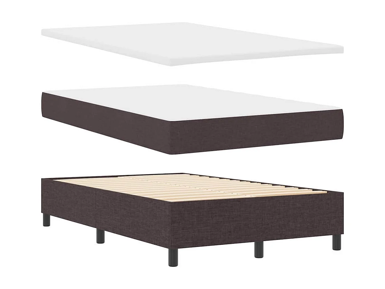 Lit à ressorts avec bandes LED Marron foncé 120 x 200 cm tissu
