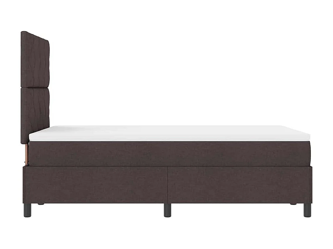 Lit à ressorts avec bandes LED Marron foncé 120 x 200 cm tissu