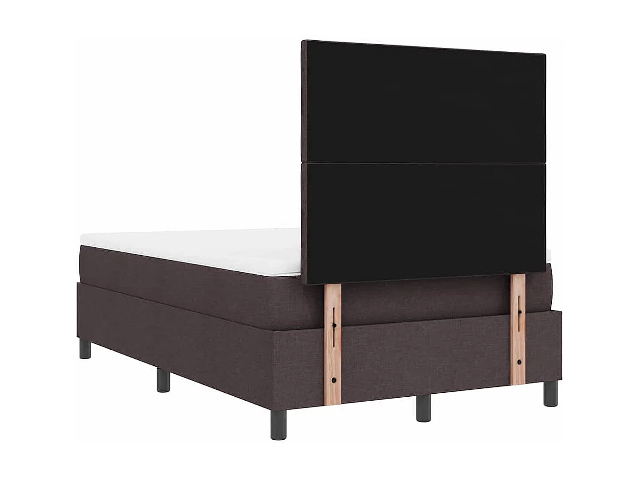 Lit à ressorts avec bandes LED Marron foncé 120 x 200 cm tissu