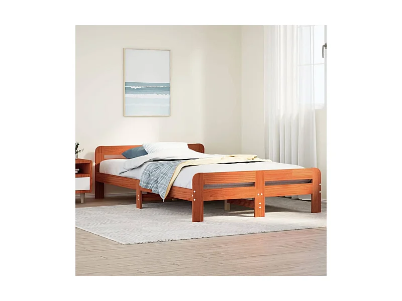 Letto senza Materasso Marrone Cera 120x190 cm in Legno di Pino