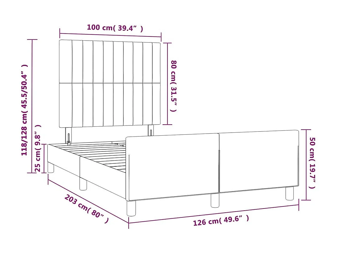 Bettgestell ohne Matratze Creme 120x200 cm Stoff