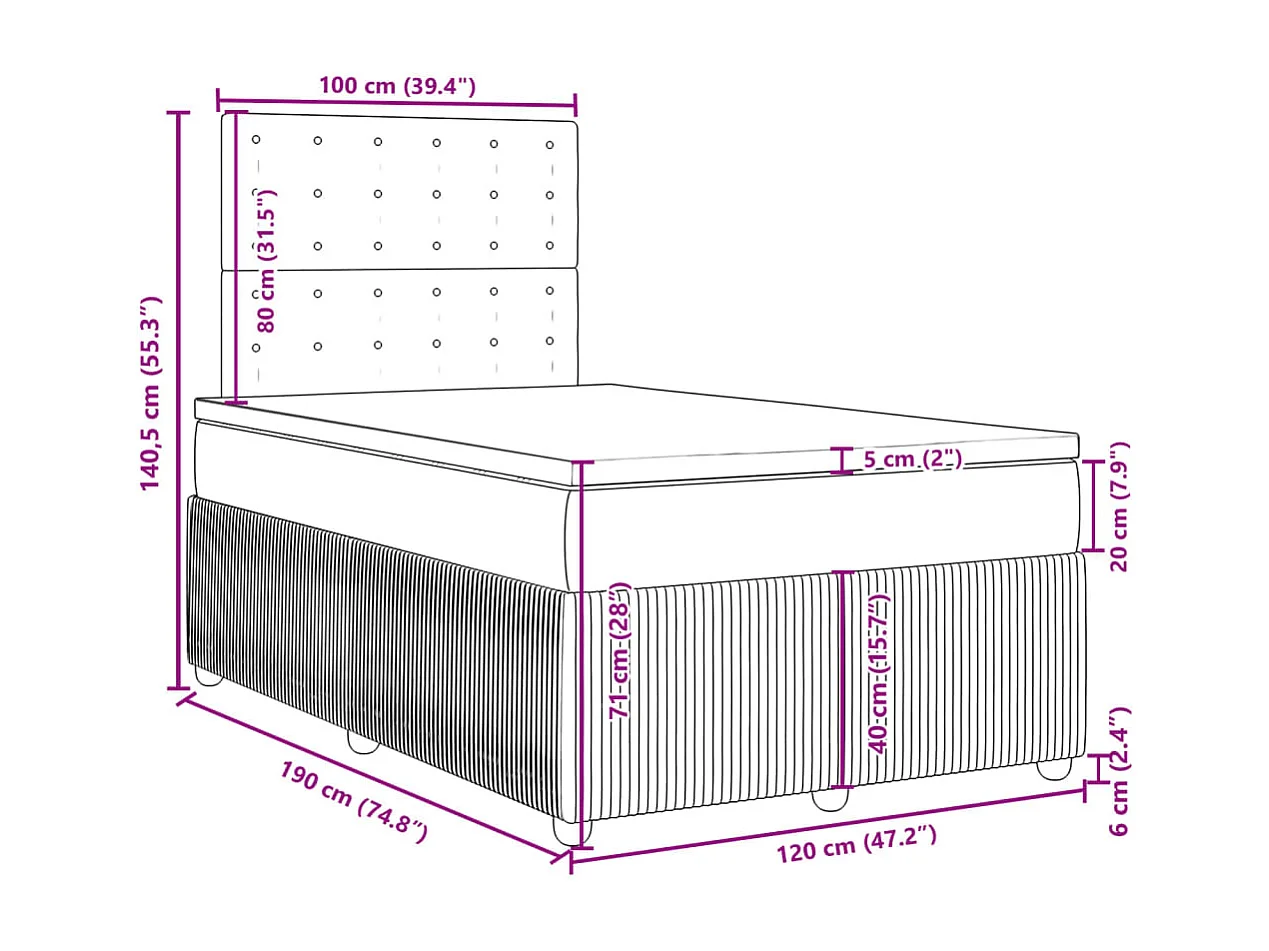 Boxspring met matras stof blauw 120x190 cm