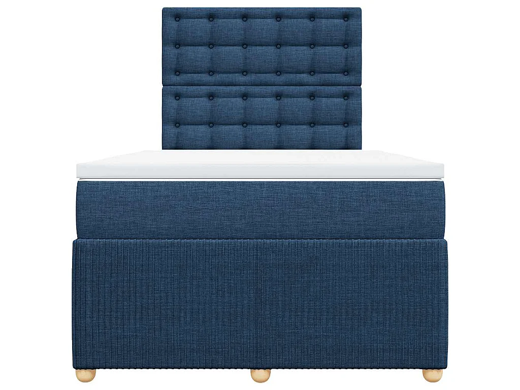 Cama box spring con colchón tela azul 120x190 cm