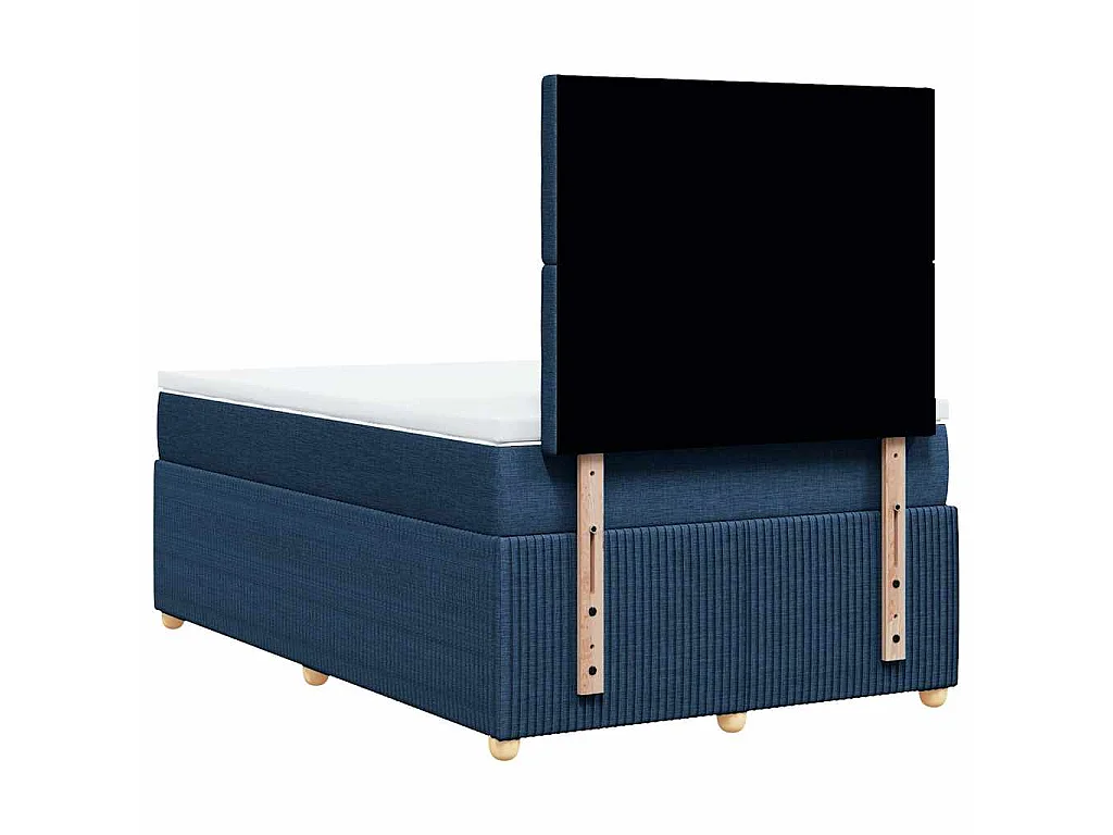 Cama box spring con colchón tela azul 120x190 cm