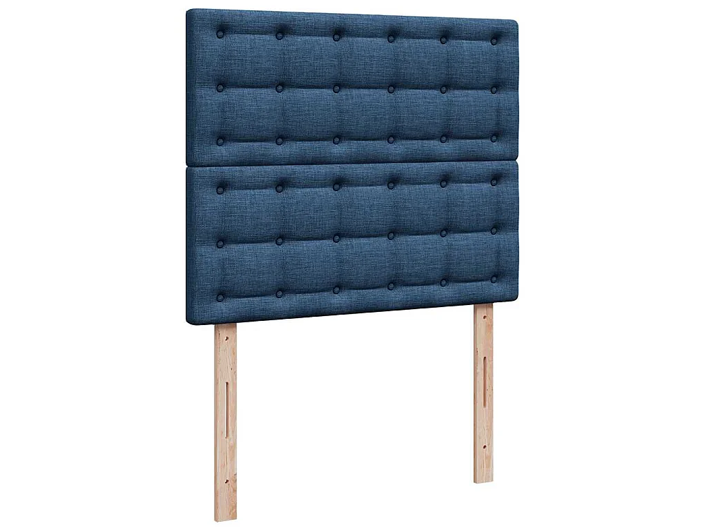 Cama box spring con colchón tela azul 120x190 cm