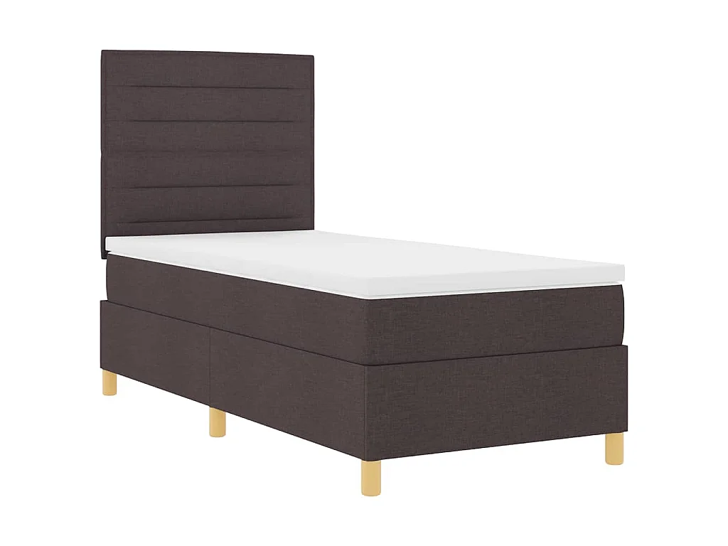 Lit à ressorts avec matelas Marron foncé 100 x 200 cm tissu