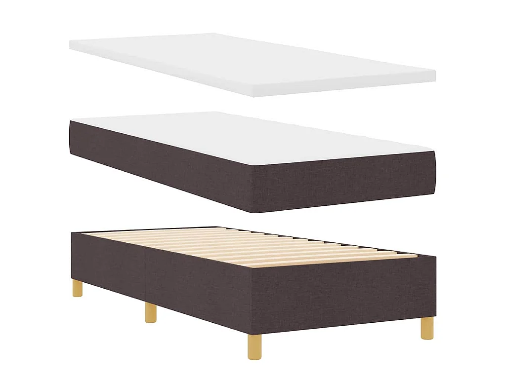 Lit à ressorts avec matelas Marron foncé 100 x 200 cm tissu