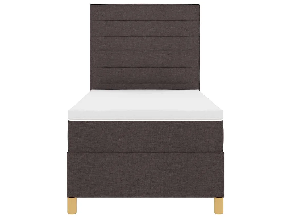 Lit à ressorts avec matelas Marron foncé 100 x 200 cm tissu