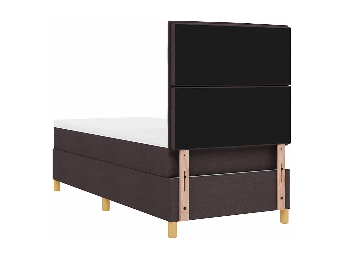 Lit à ressorts avec matelas Marron foncé 100 x 200 cm tissu