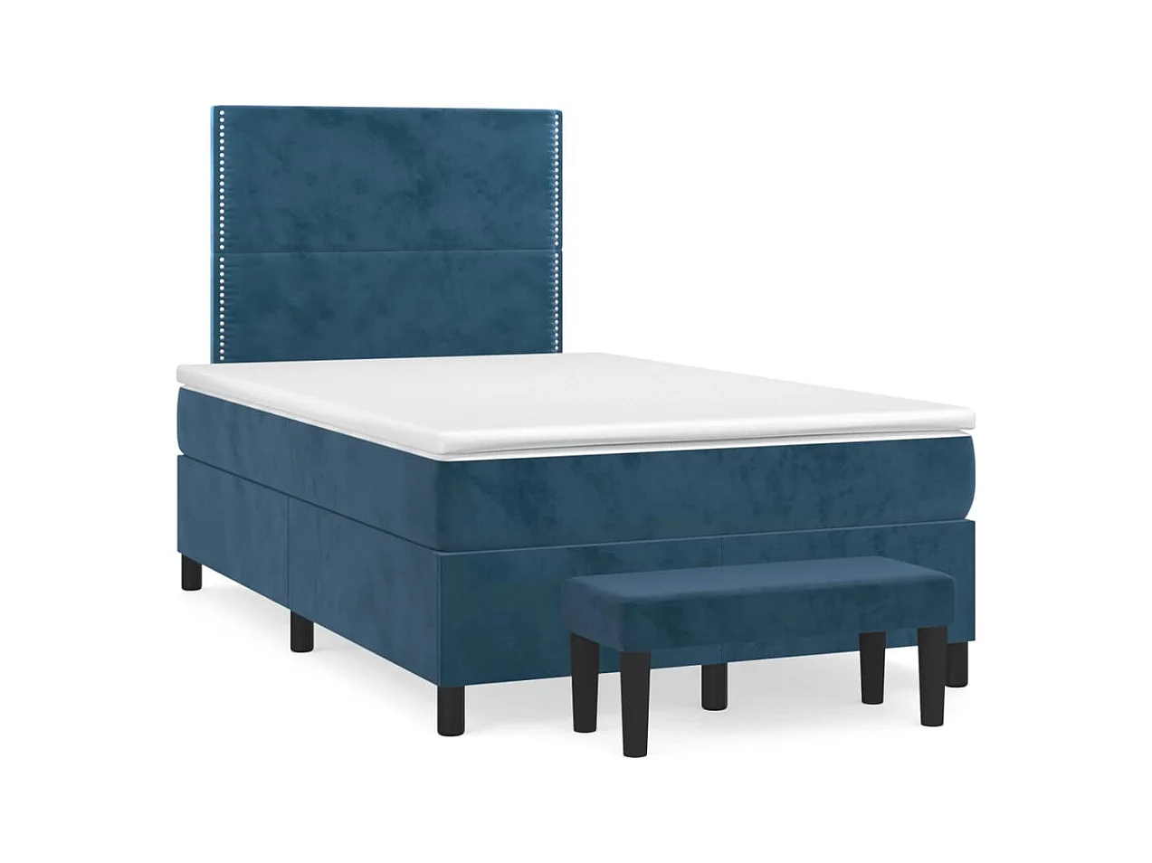 Giroletto a Molle con Materasso Blu Scuro 120x190 cm in Velluto