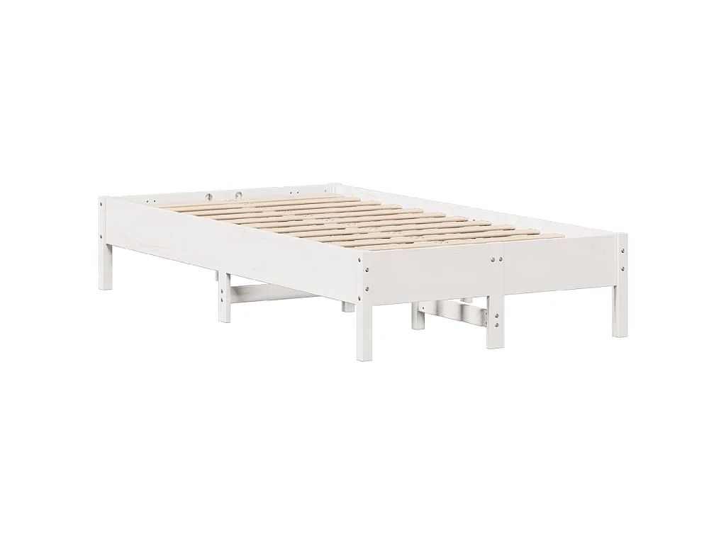 Letto senza Materasso Bianco 120x190 cm Legno Massello di Pino