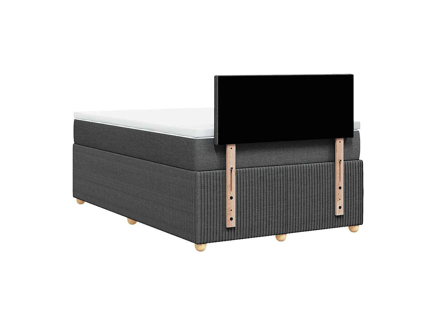 Sommier à lattes de lit avec matelas gris foncé 120x190cm tissu