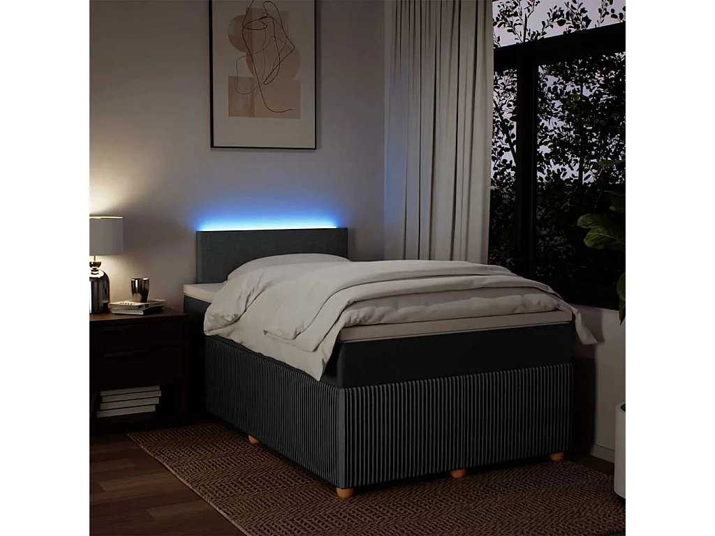 Giroletto a Molle con Materasso Grigio Scuro 120x190cm Tessuto