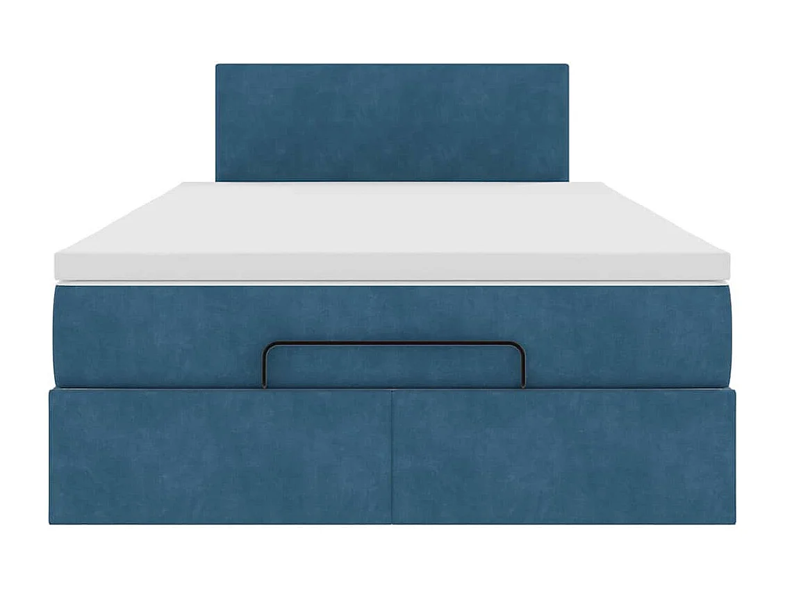 Cadre de lit ottoman avec matelas bleu foncé 120x200 cm velours