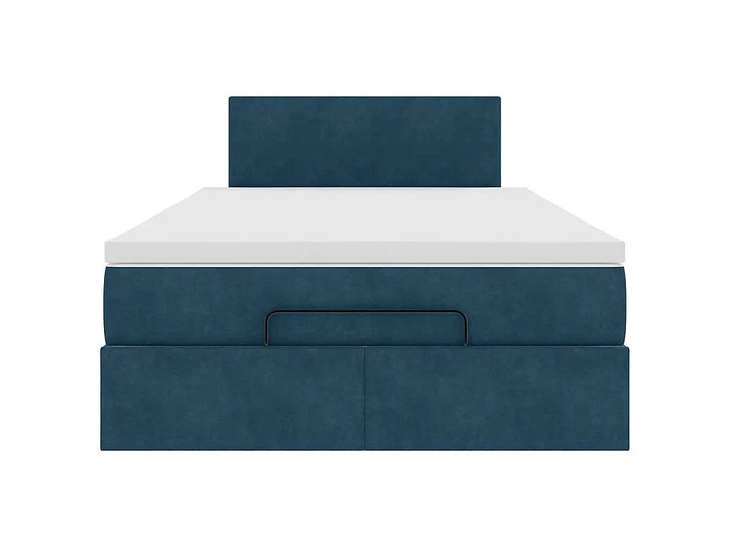 Estructura de cama otomana colchón terciopelo azul oscuro