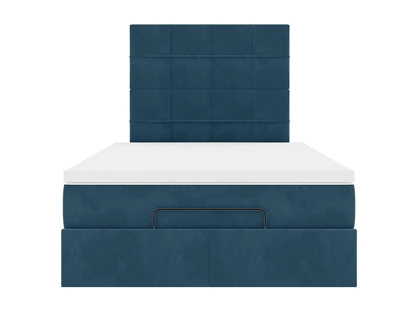 Estructura de cama otomana colchones terciopelo azul oscuro