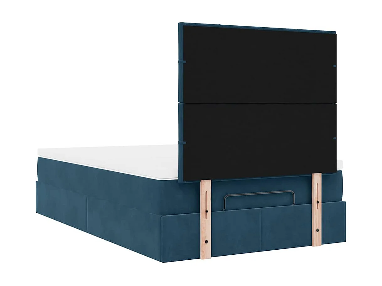 Estructura de cama otomana colchones terciopelo azul oscuro