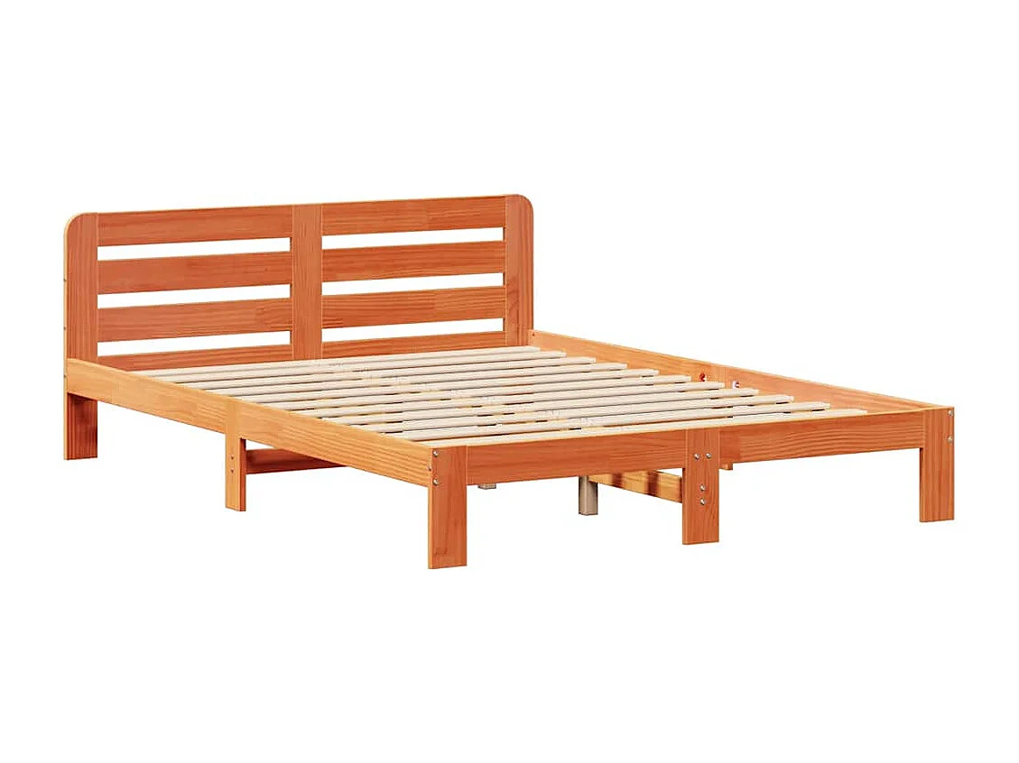 Cadre de lit sans matelas cire marron 120x200cm bois pin massif