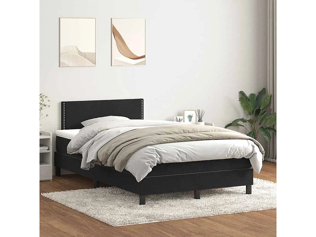 Boxspringbett mit Matratze Schwarz 120x210 cm Samt