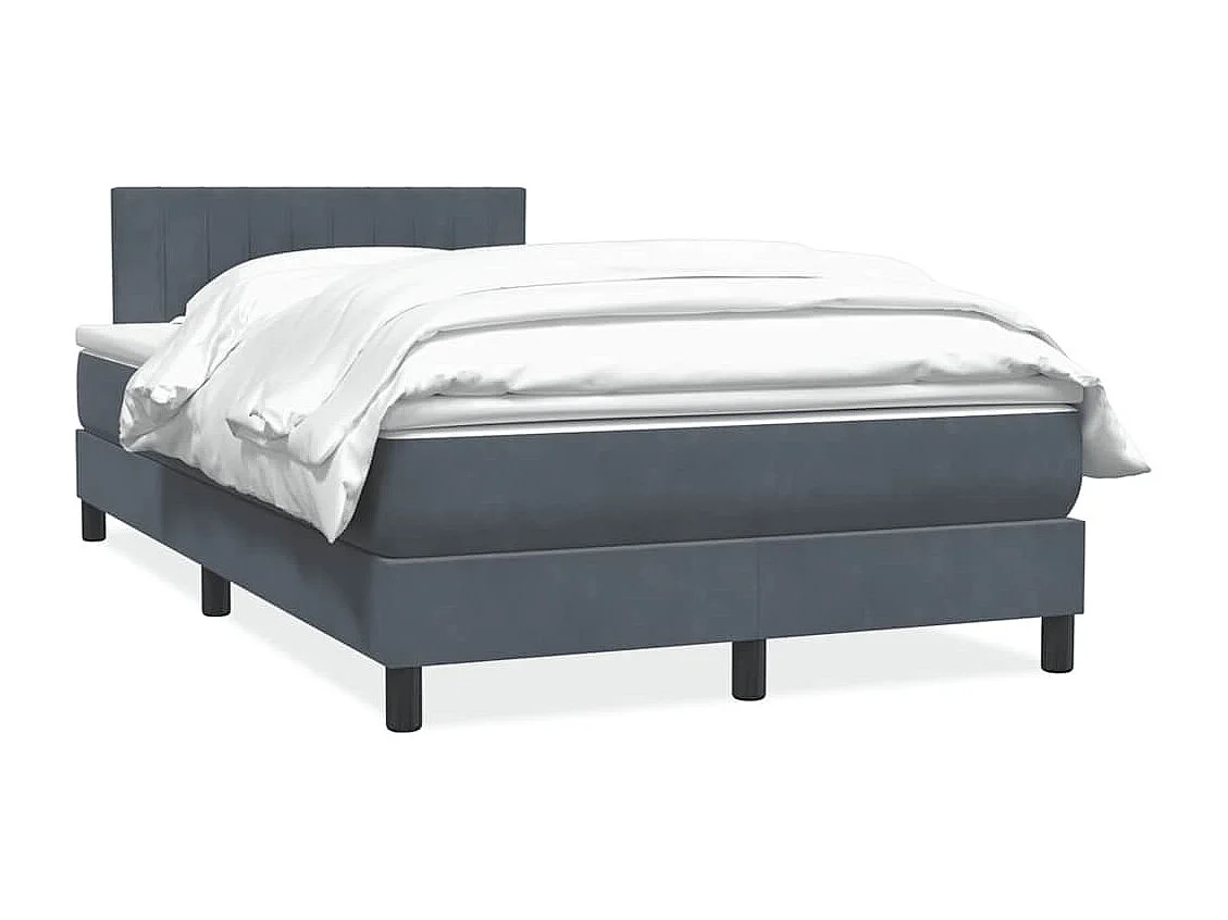 Cama com molas/colchão 120x210 cm veludo cinzento-escuro