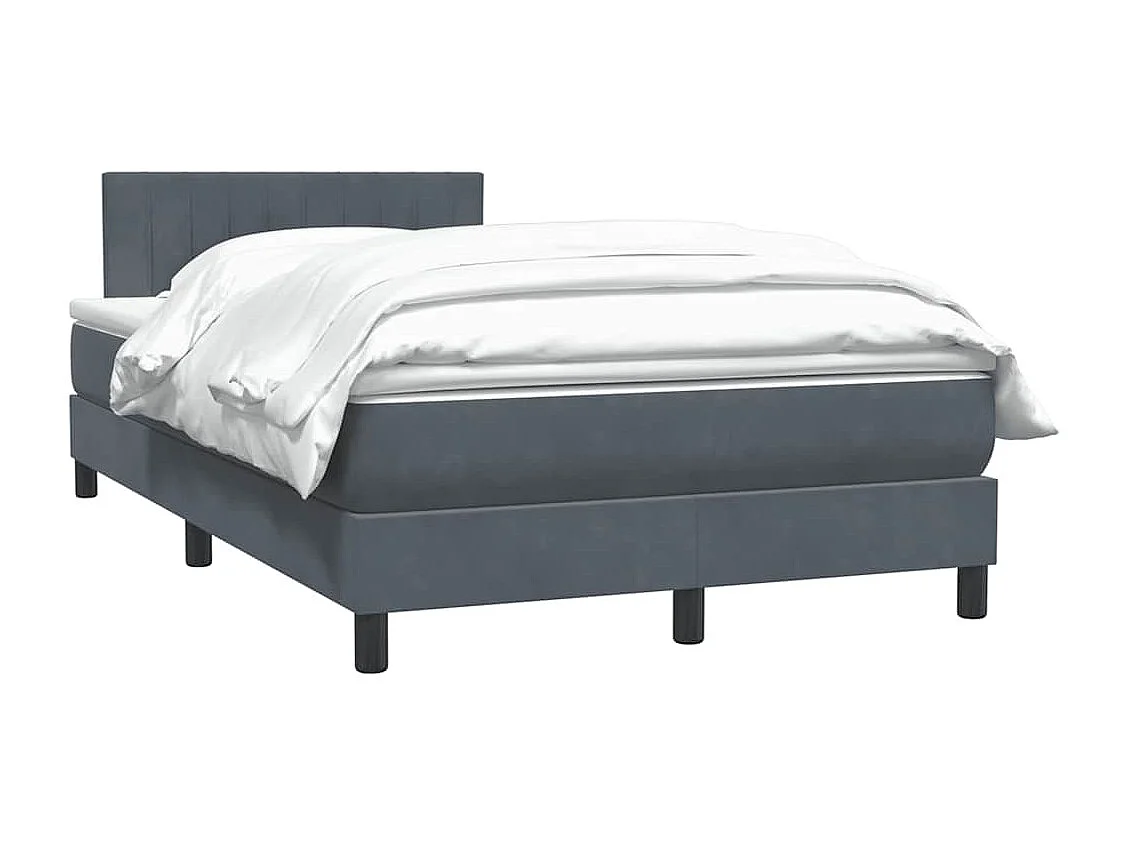 Cama com molas/colchão 120x210 cm veludo cinzento-escuro