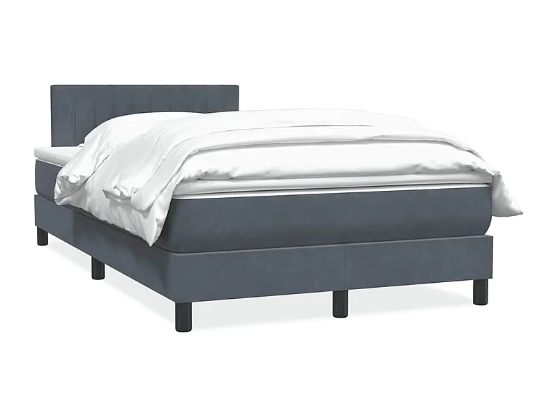 Cama com molas/colchão 120x210 cm veludo cinzento-escuro