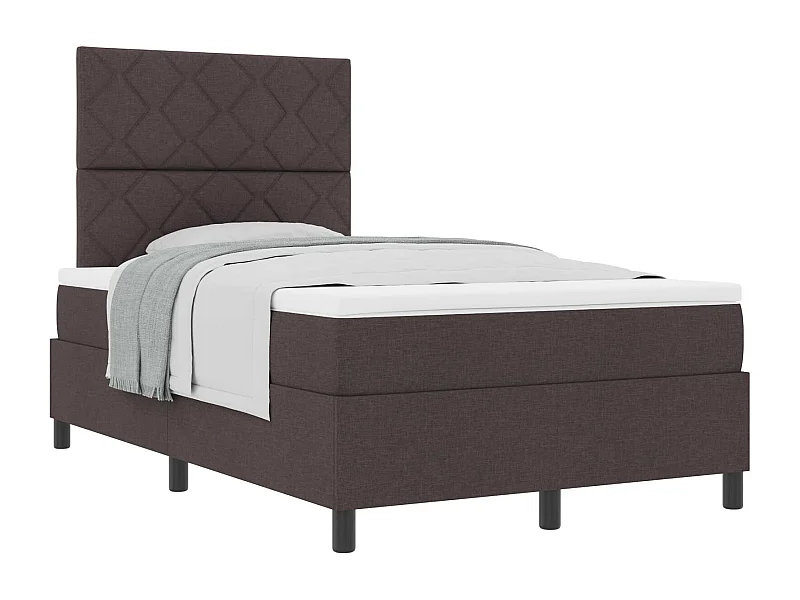 Lit à ressorts avec matelas Marron foncé 120 x 200 cm tissu