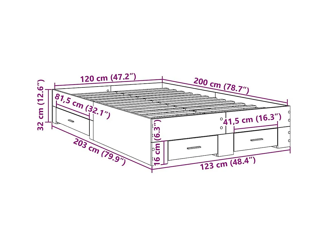 Cadre de lit Marron 120 x 200 cm Bois d'ingénierie