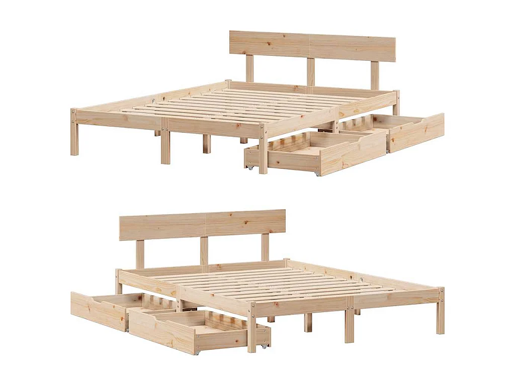 Estructura de cama sin colchón madera maciza de pino 120x190 cm
