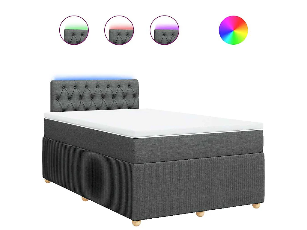Sommier à lattes de lit avec matelas gris foncé 120x190cm tissu