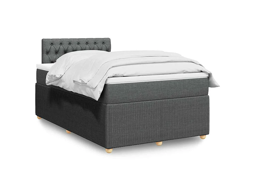 Sommier à lattes de lit avec matelas gris foncé 120x190cm tissu