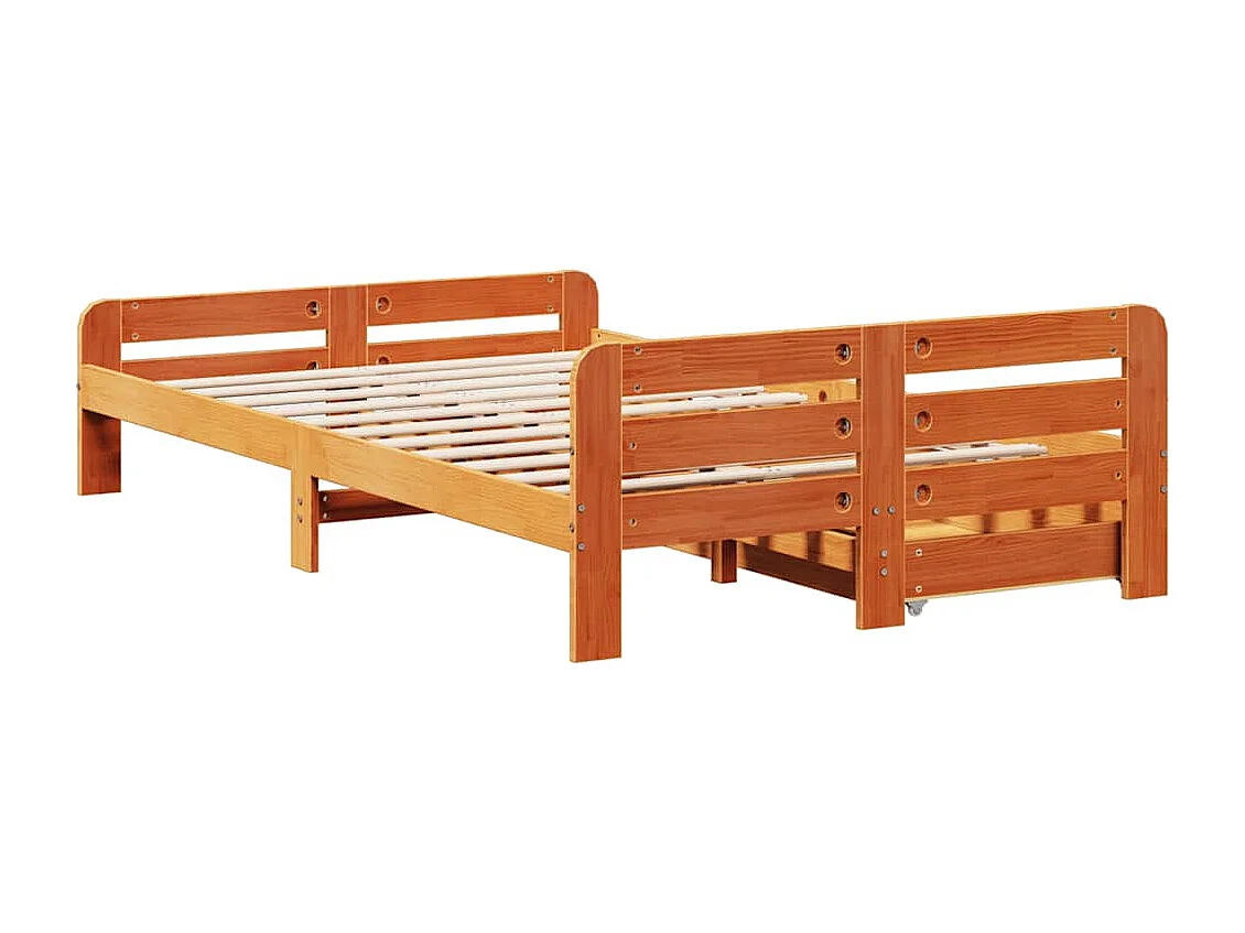 Cadre de lit sans matelas cire marron 120x200cm bois pin massif