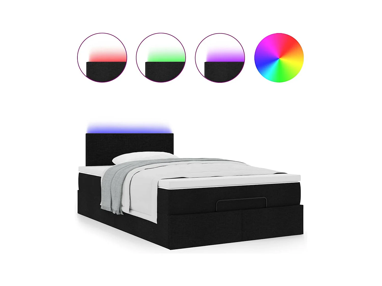 Cama otomana con colchón tela negra 120x200 cm