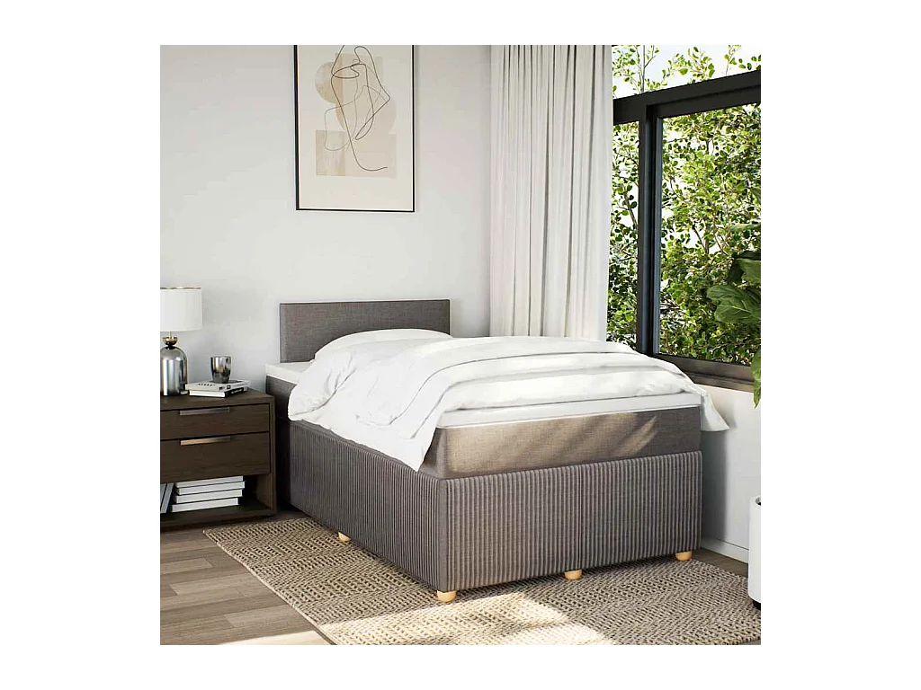 Sommier à lattes de lit avec matelas taupe 120x190 cm tissu