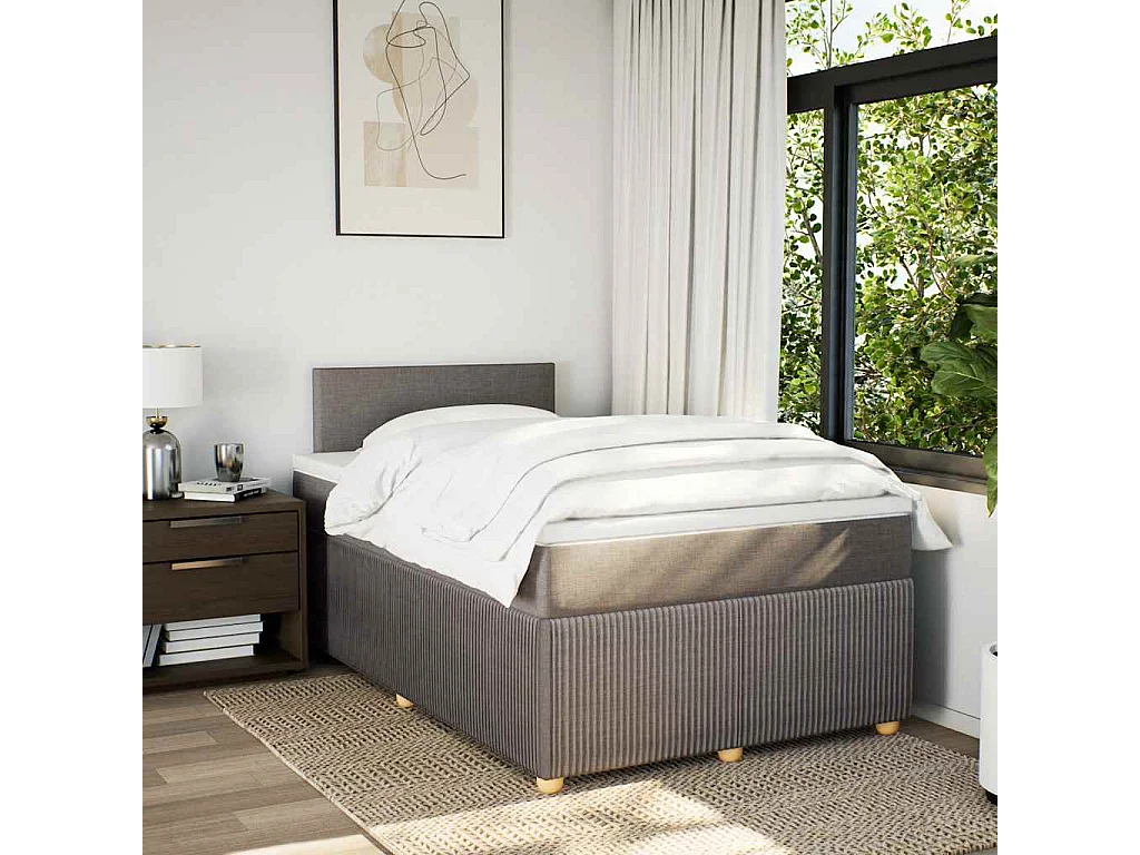 Sommier à lattes de lit avec matelas taupe 120x190 cm tissu