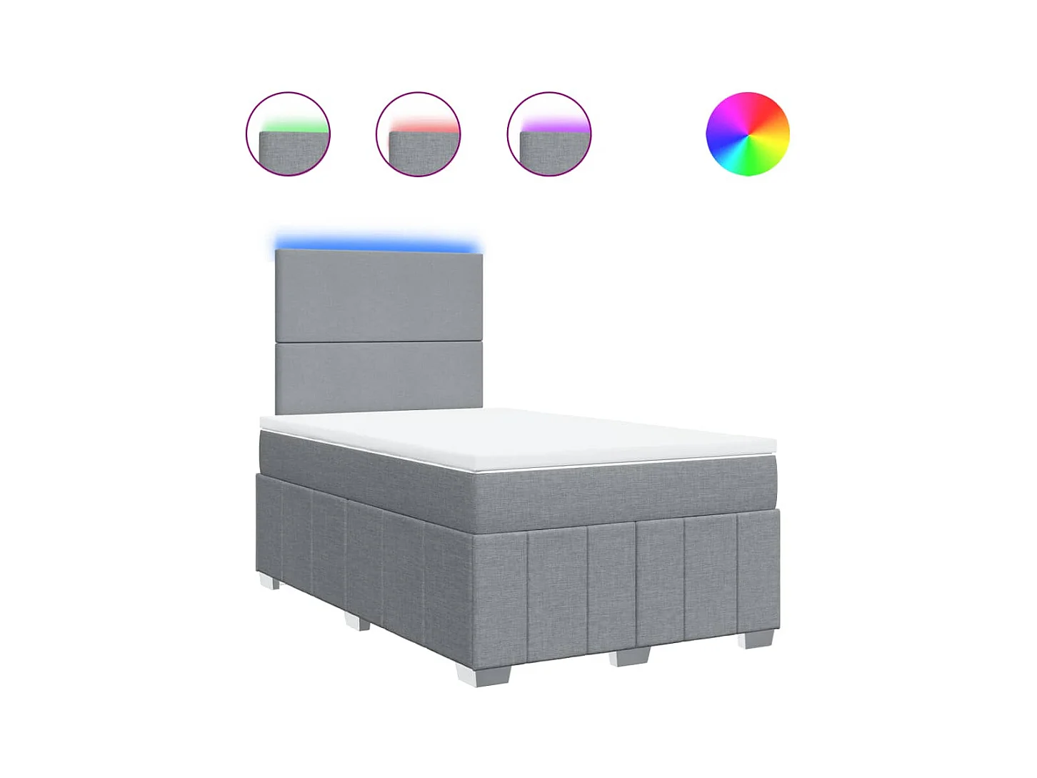 Sommier à lattes de lit et matelas gris clair 120x190 cm tissu