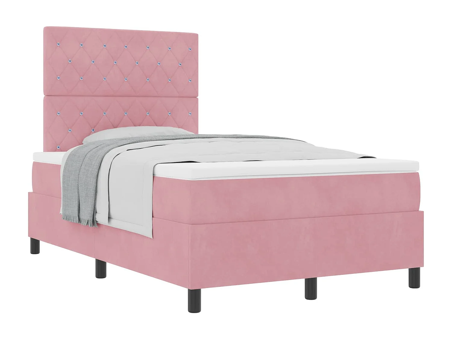 Lit à ressorts avec matelas Rose 120 x 190 cm tissu