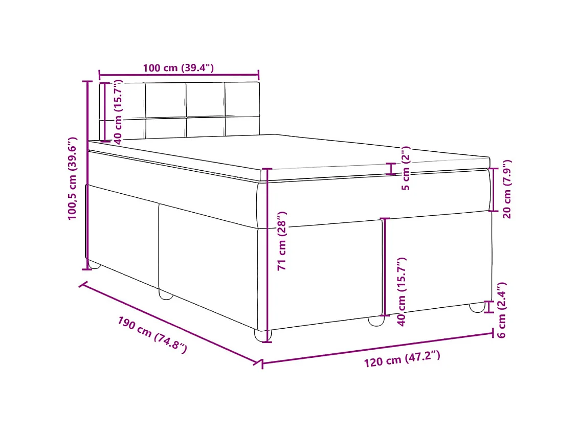 Sommier à lattes de lit avec matelas bleu 120x190 cm tissu