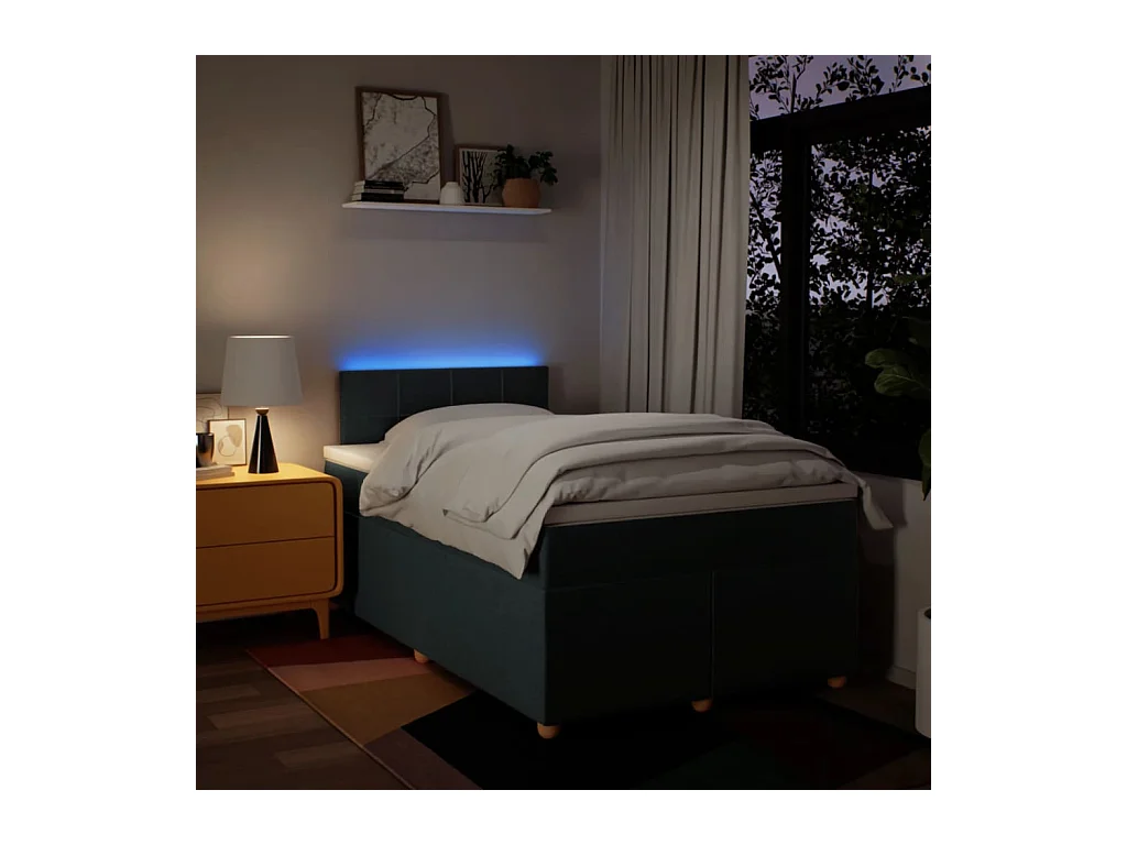 Sommier à lattes de lit avec matelas bleu 120x190 cm tissu