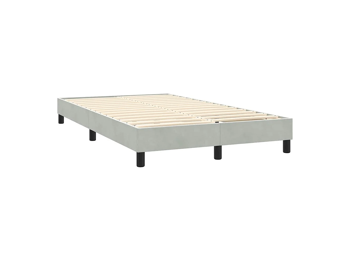 Cama box spring con colchón y LED terciopelo gris claro 120x210 cm