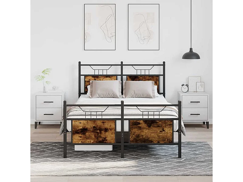 Cadre de lit sans matelas chêne fumé 120x190 cm bois ingénierie