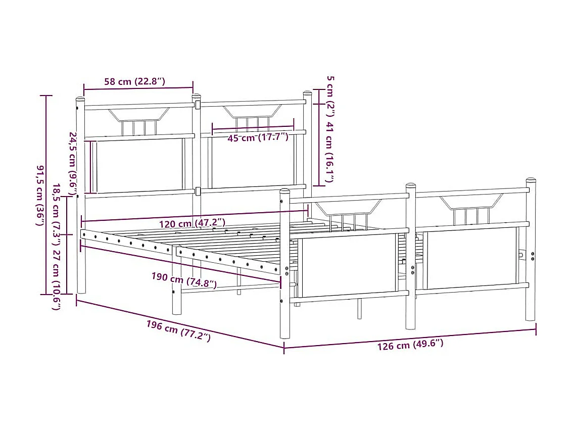 Bedframe zonder matras hout gerookt eikenkleurig 120x190 cm