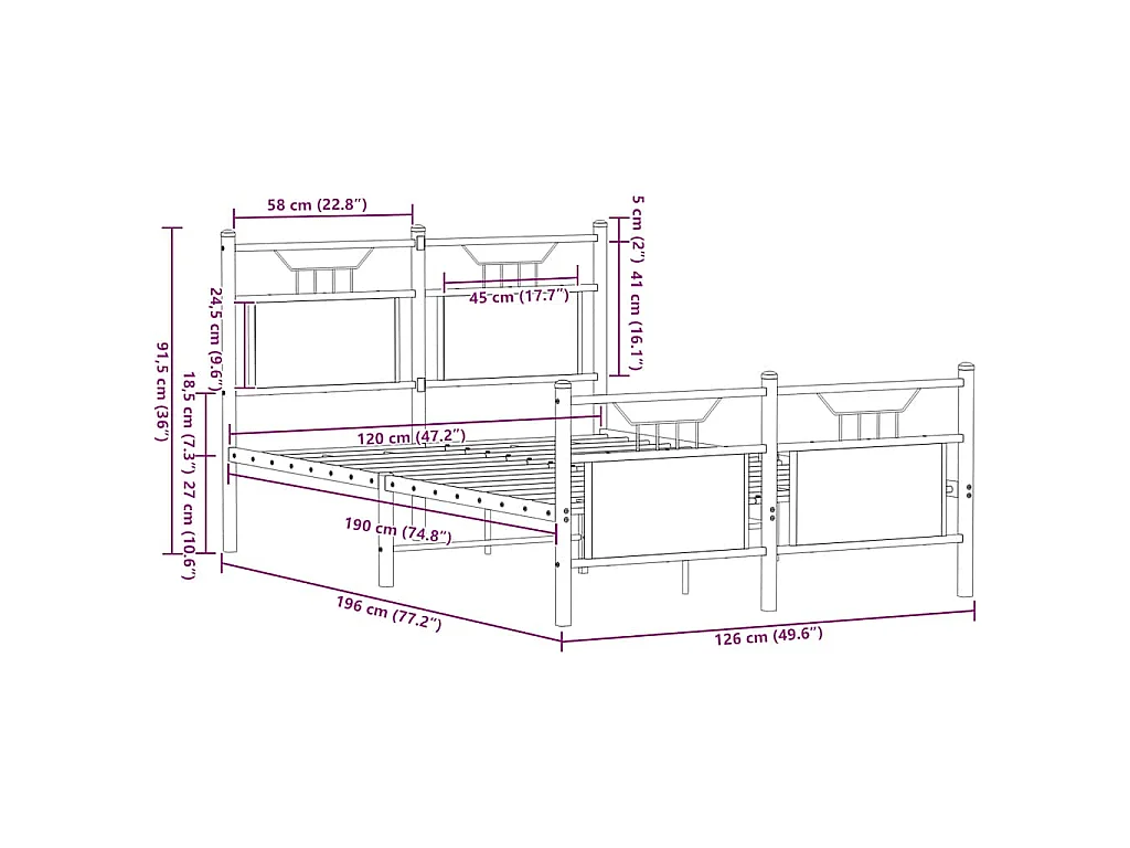 Estructura de cama sin colchón madera roble ahumado 120x190 cm