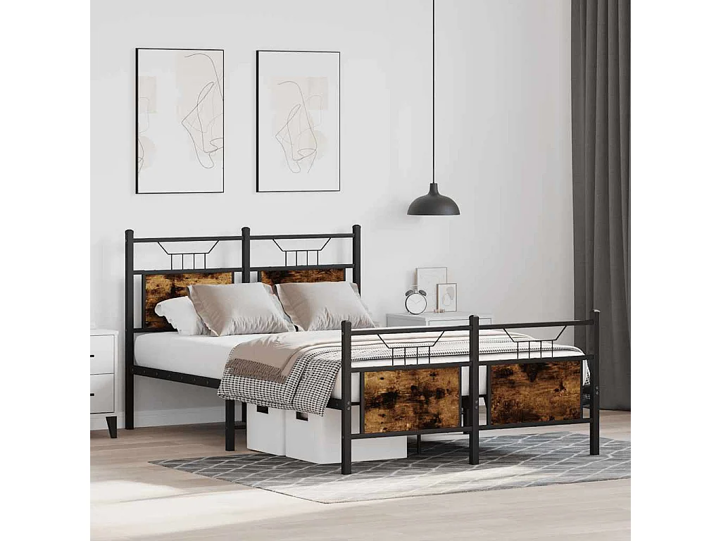 Estructura de cama sin colchón madera roble ahumado 120x190 cm