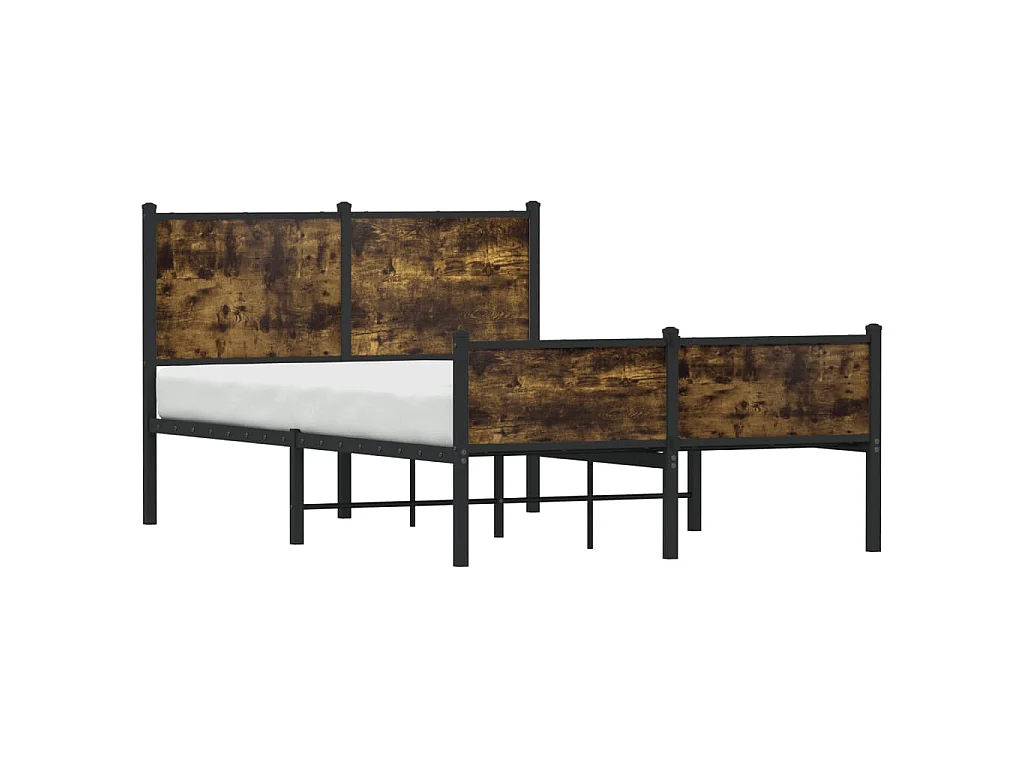 Estructura de cama sin colchón metal roble ahumado 120x200 cm