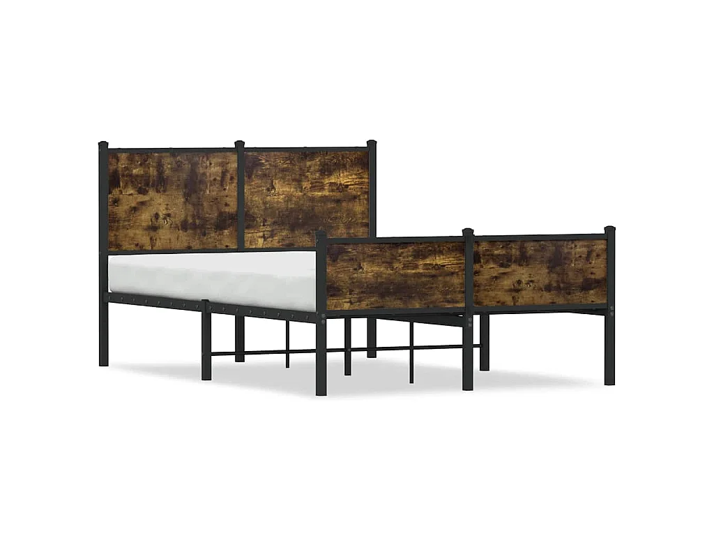Estructura de cama sin colchón metal roble ahumado 120x200 cm