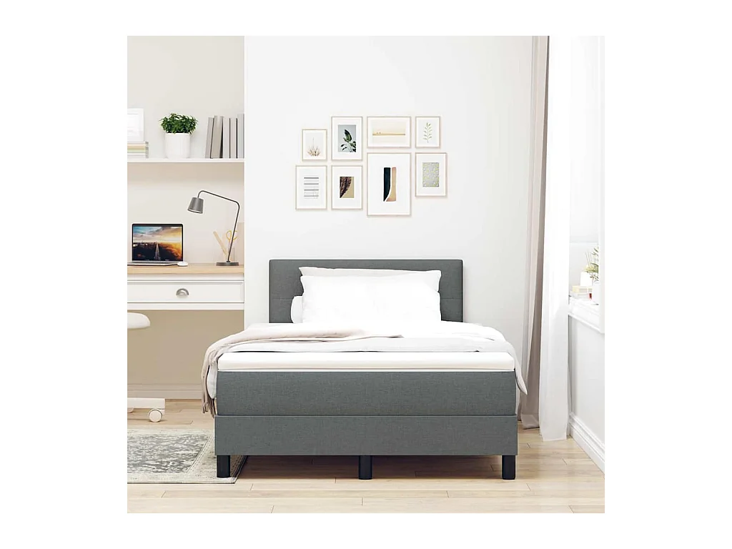 Lit boxspring avec matelas Gris foncé 120 x 190 cm tissu