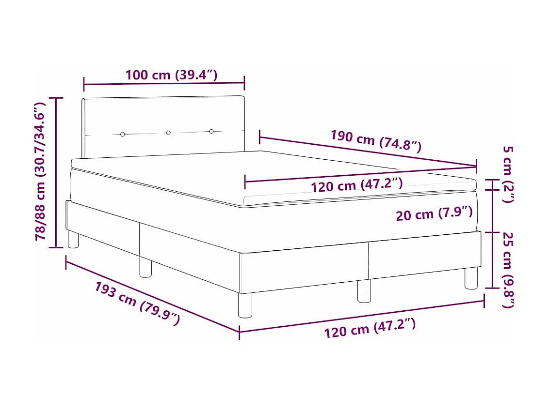 Boxspringbed met matras Donkergrijs 120 x 190 cm Stof